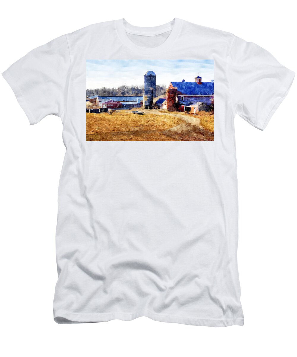 New England T-Shirt featuring the painting New England Farm 2 by Rick Mosher