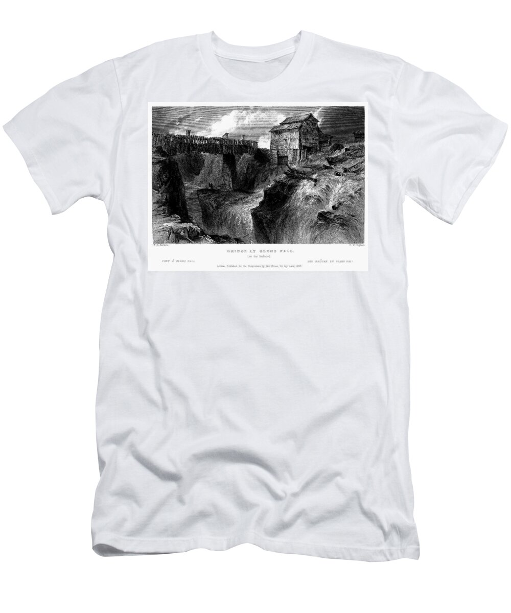 1839 T-Shirt featuring the painting New York Glens Fall, 1839 by Granger