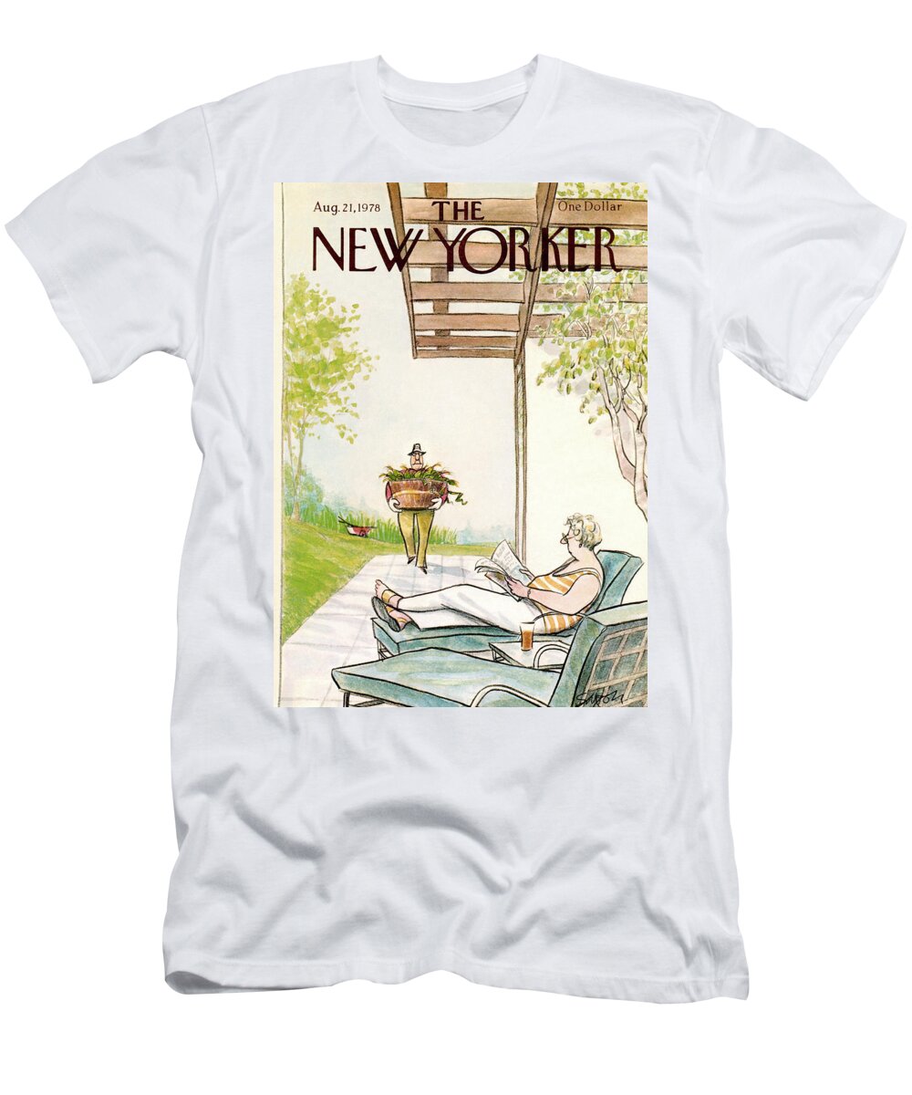 Charles Saxon Csa T-Shirt featuring the painting New Yorker August 21st, 1978 by Charles Saxon