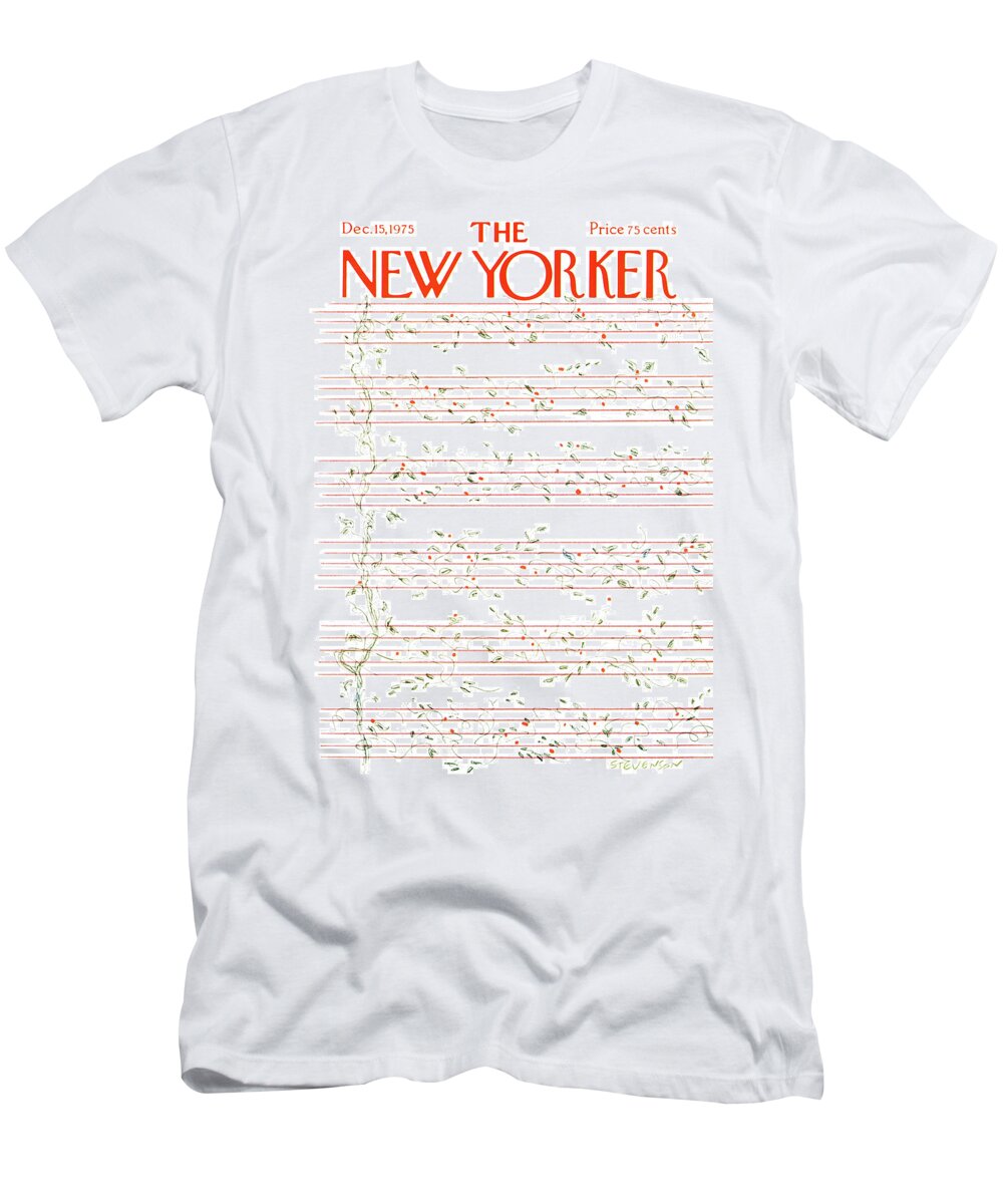 Christmas T-Shirt featuring the painting New Yorker December 15th, 1975 by James Stevenson