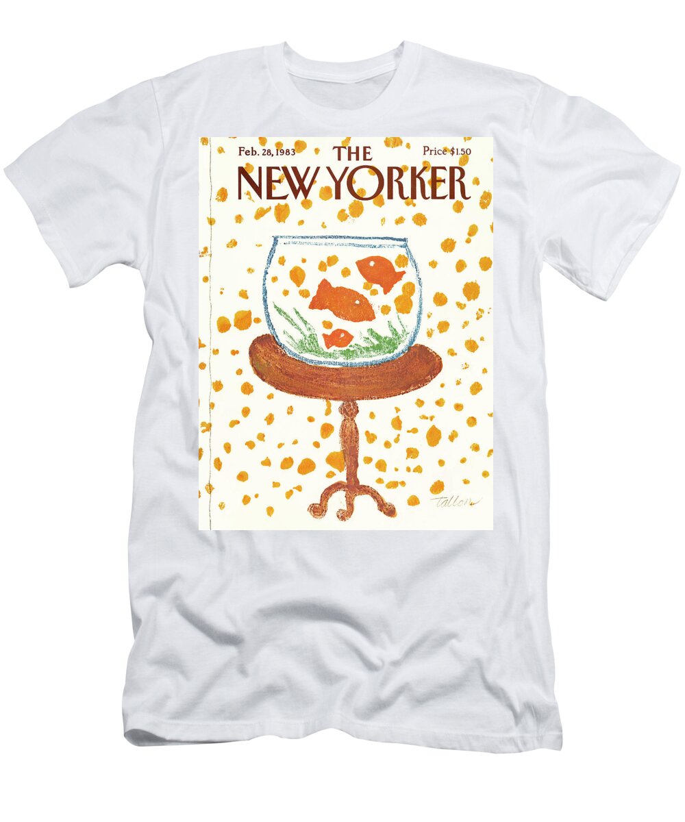 Fish T-Shirt featuring the painting New Yorker February 28th, 1983 by Robert Tallon