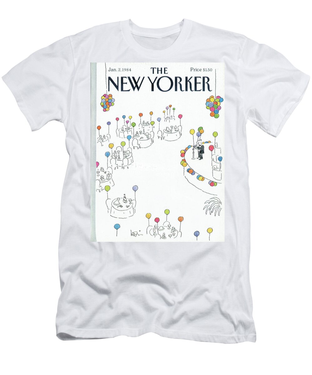 Party T-Shirt featuring the painting New Yorker January 2nd, 1984 by Arnie Levin