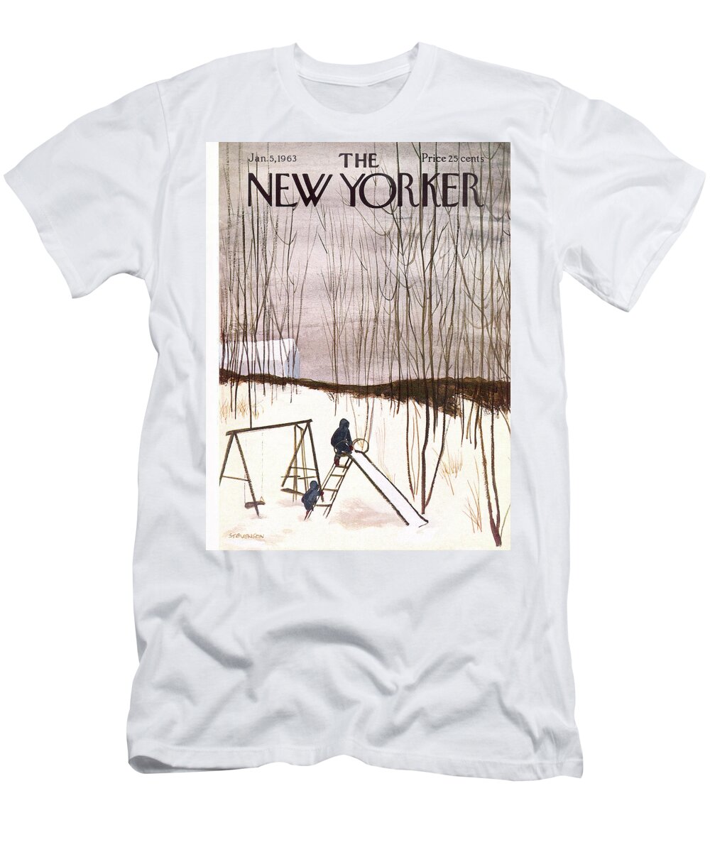 Kid T-Shirt featuring the painting New Yorker January 5th, 1963 by James Stevenson