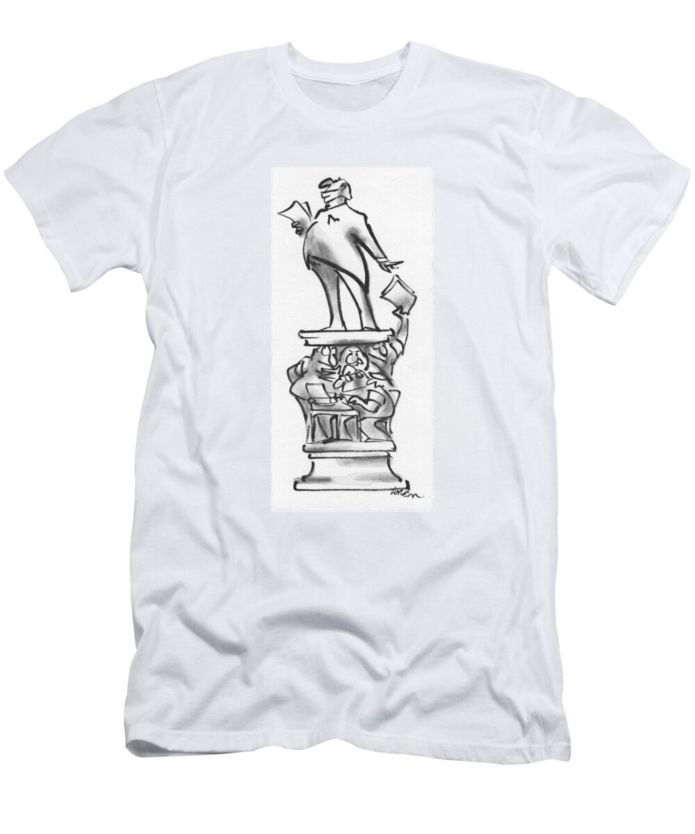 77312 Llo Lee Lorenz (statue Of Politician Giving Speech T-Shirt featuring the drawing New Yorker July 19th, 1976 by Lee Lorenz