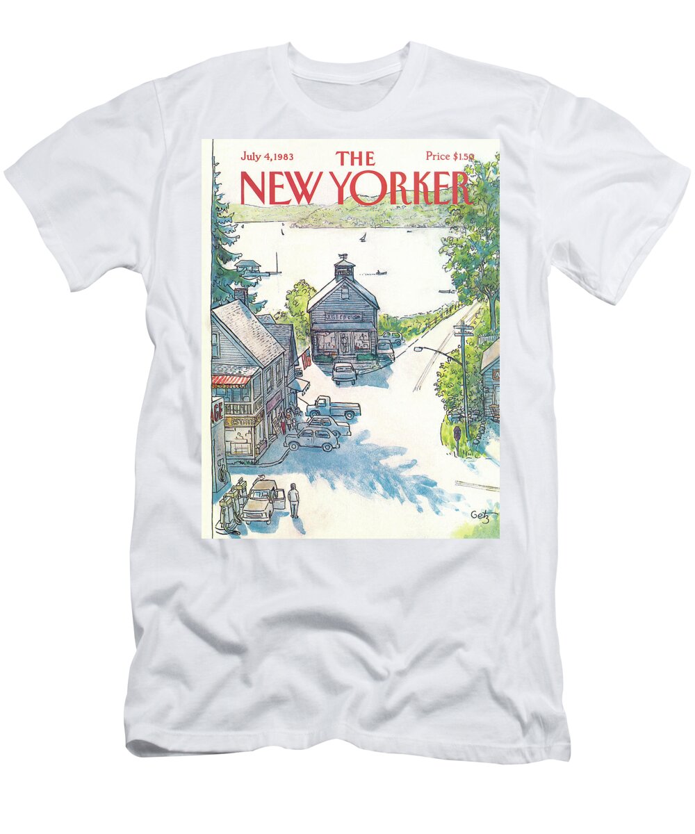  Rural T-Shirt featuring the painting New Yorker July 4th, 1983 by Arthur Getz