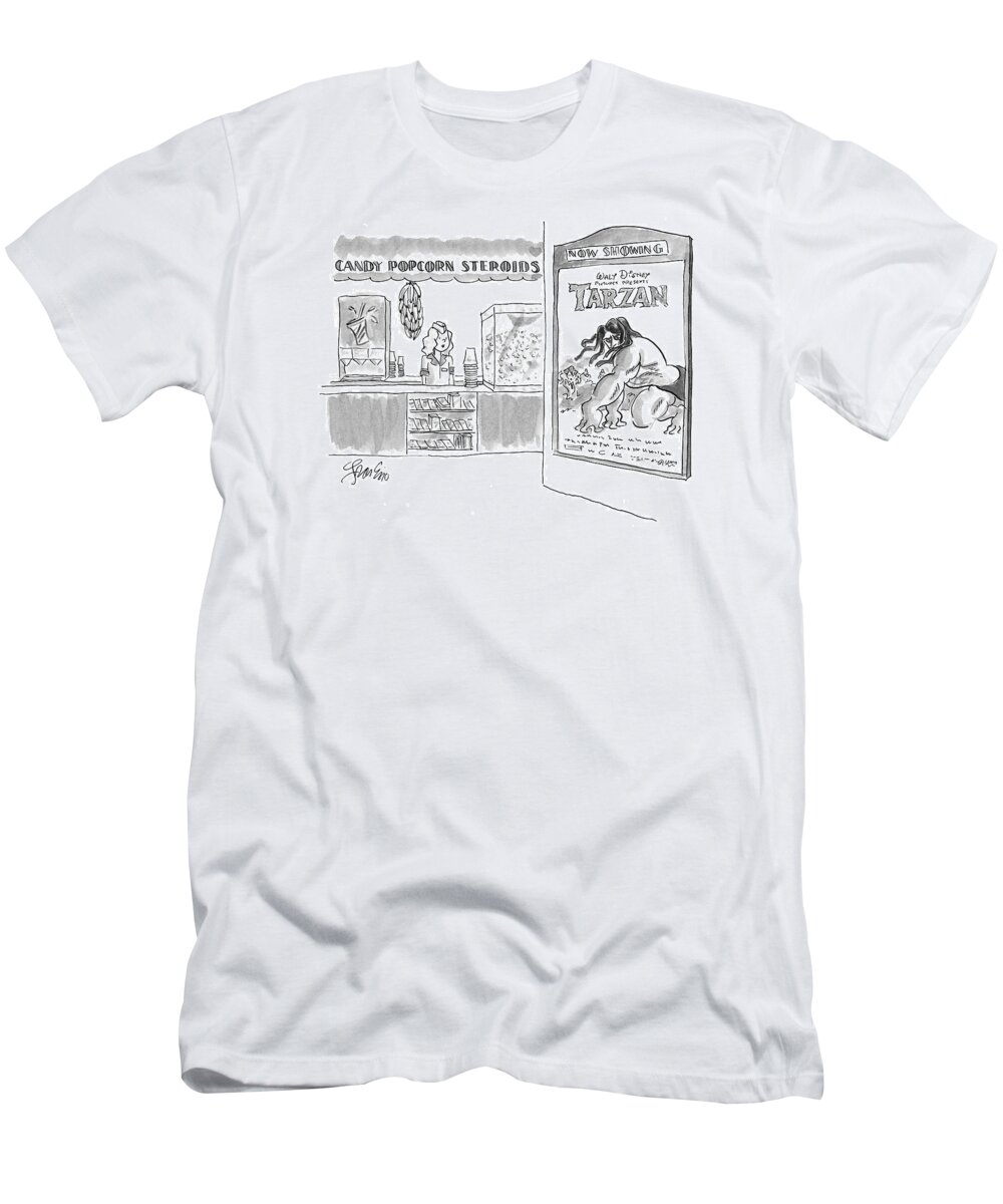 Popcorn T-Shirt featuring the drawing New Yorker July 5th, 1999 by Edward Frascino