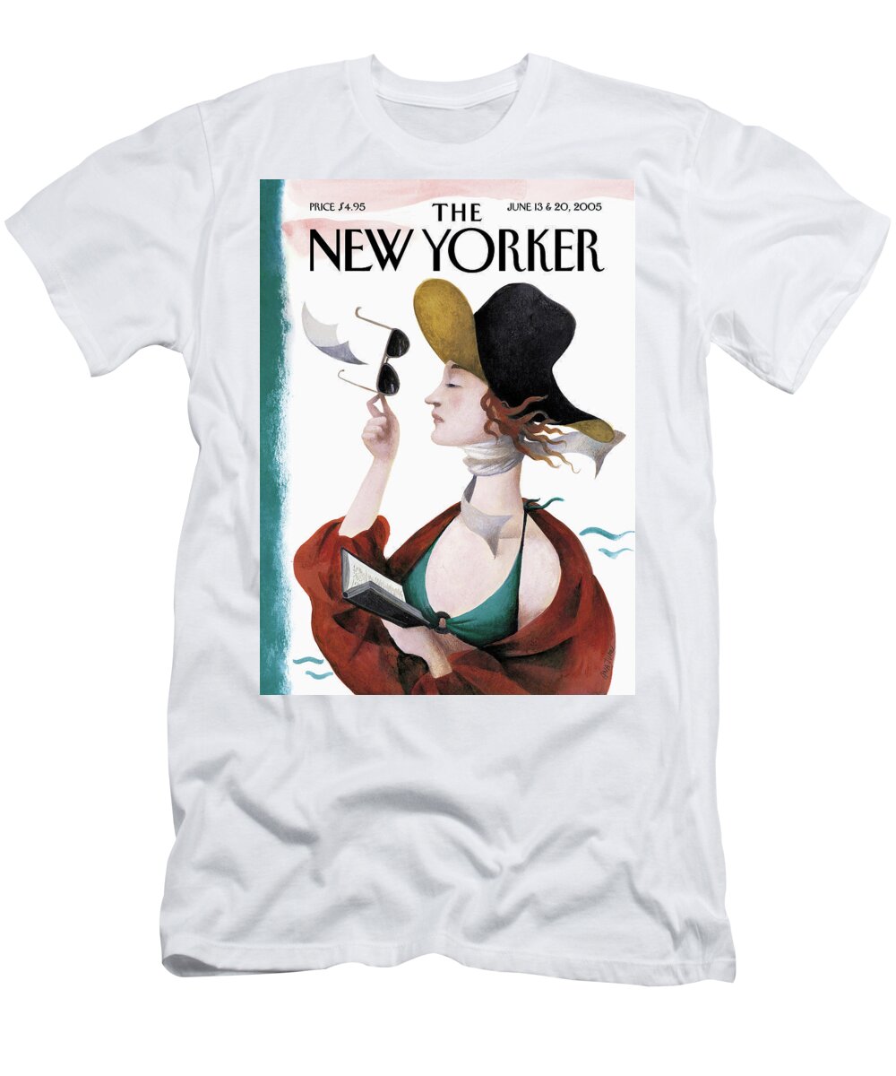 Eustace Tilley T-Shirt featuring the painting Debut on the Beach by Ana Juan