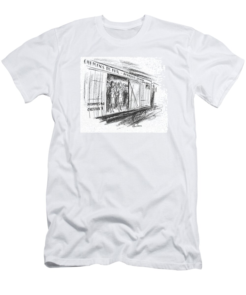 113221 Adu Alan Dunn French Railroad Car Packed With Wac A Has Sign On Side Saying T-Shirt featuring the drawing New Yorker March 11th, 1944 by Alan Dunn