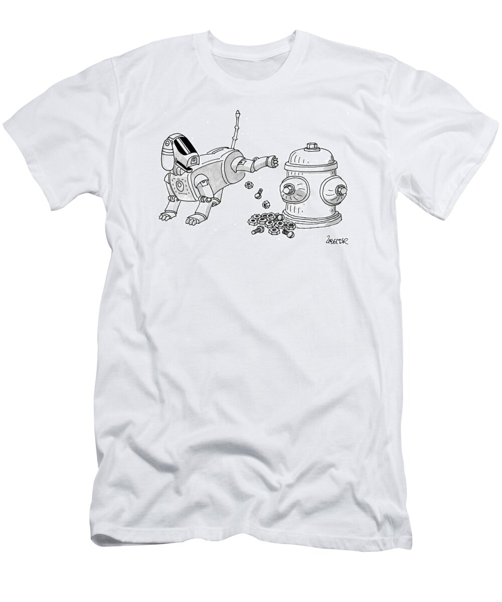 Dogs - General T-Shirt featuring the drawing New Yorker May 31st, 1999 by Jack Ziegler
