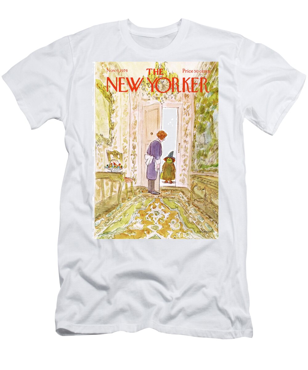 Halloween T-Shirt featuring the painting New Yorker November 4th, 1974 by James Stevenson
