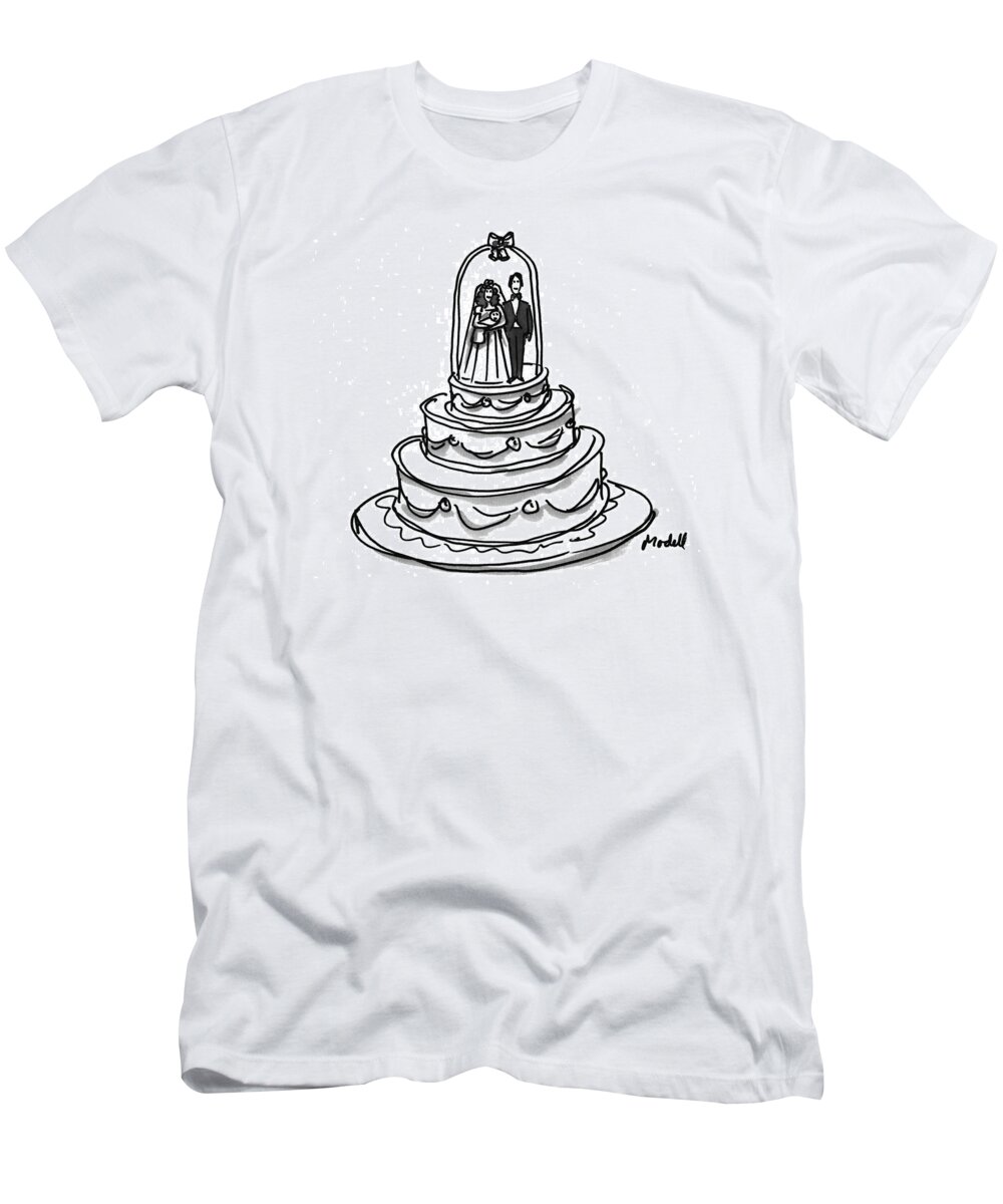 (a Wedding Cake Is Decorated With The Bride T-Shirt featuring the drawing New Yorker October 31st, 1994 by Frank Modell