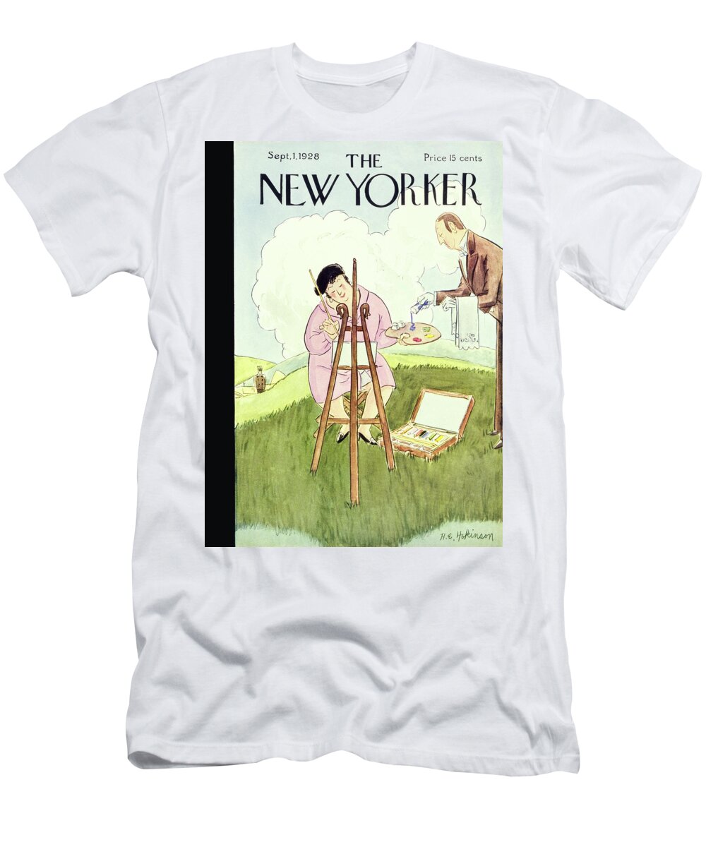 Landscape T-Shirt featuring the painting New Yorker September 1 1928 by Helene E Hokinson