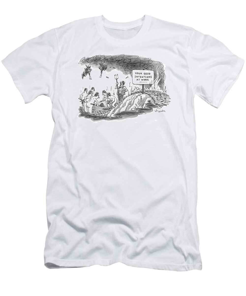 Death T-Shirt featuring the drawing New Yorker September 14th, 1998 by Mike Twohy