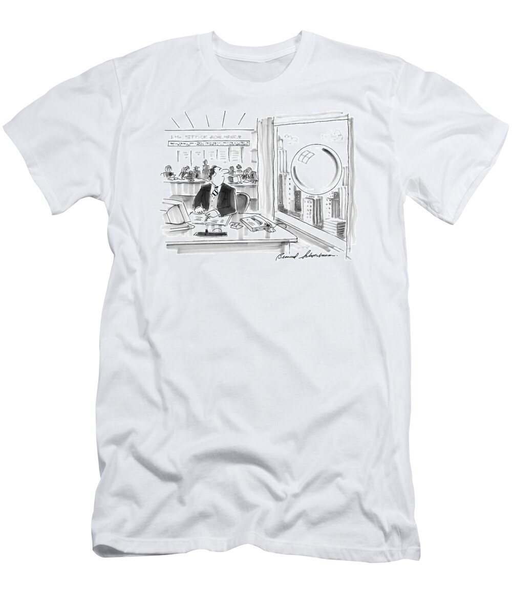 Stock Market T-Shirt featuring the drawing New Yorker September 15th, 1997 by Bernard Schoenbaum