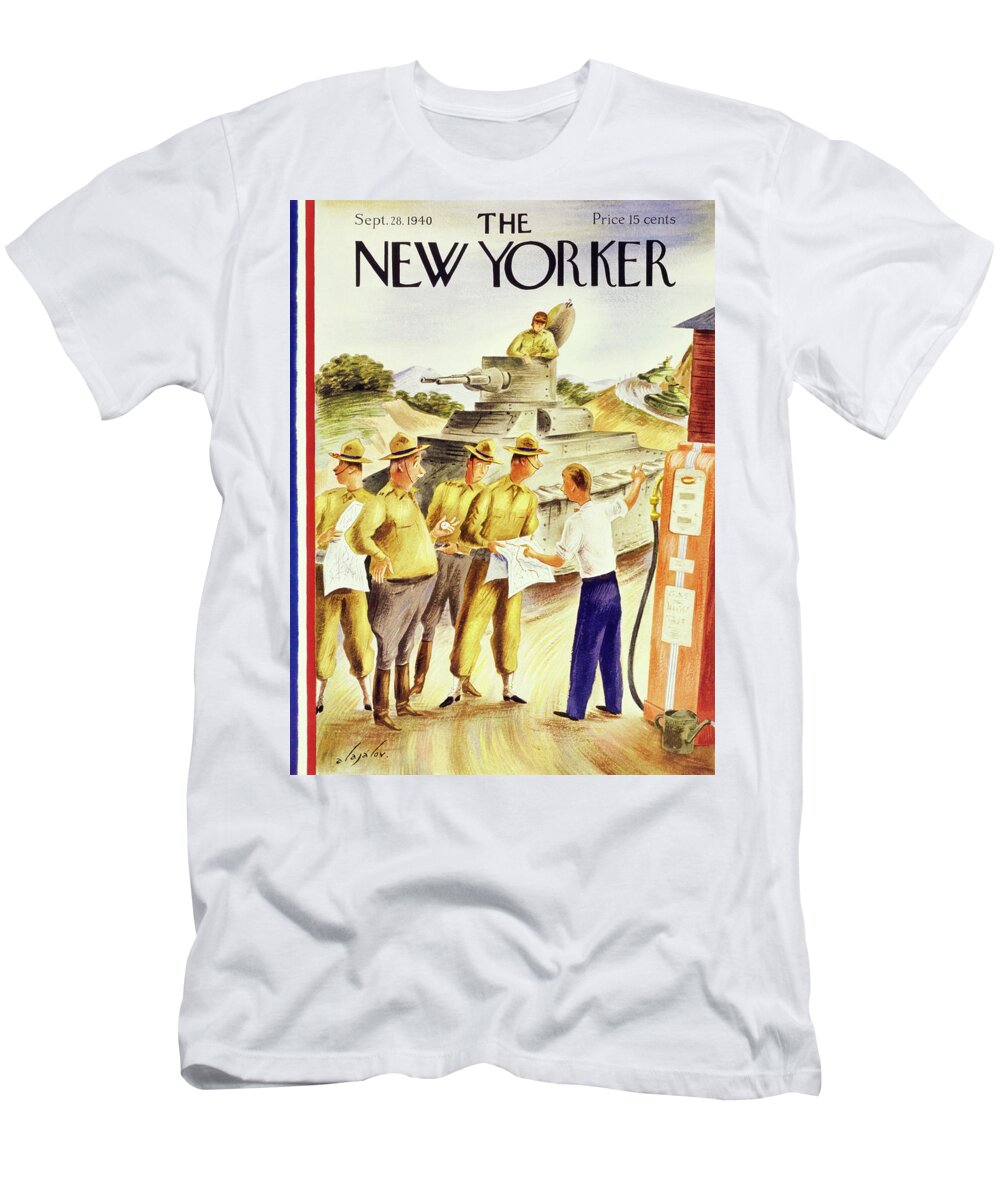 Military T-Shirt featuring the painting New Yorker September 28 1940 by Constantin Alajalov