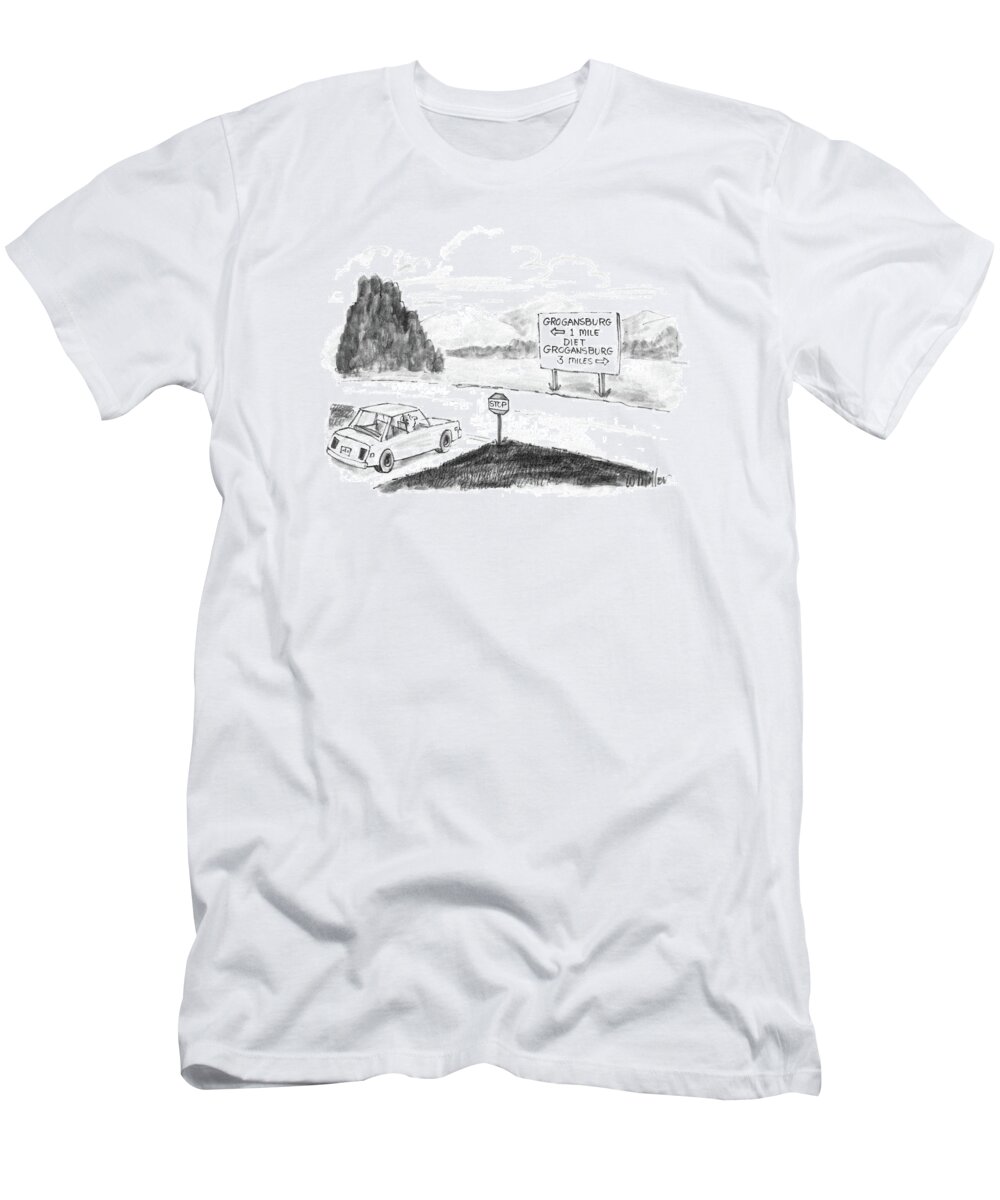 Food T-Shirt featuring the drawing New Yorker September 8th, 1986 by Warren Miller