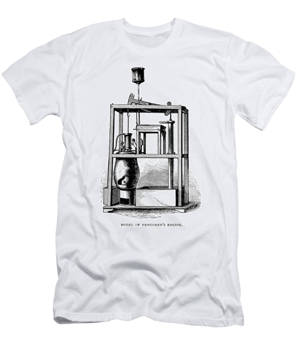 Science T-Shirt featuring the photograph Newcomens Steam Engine, 18th Century by British Library