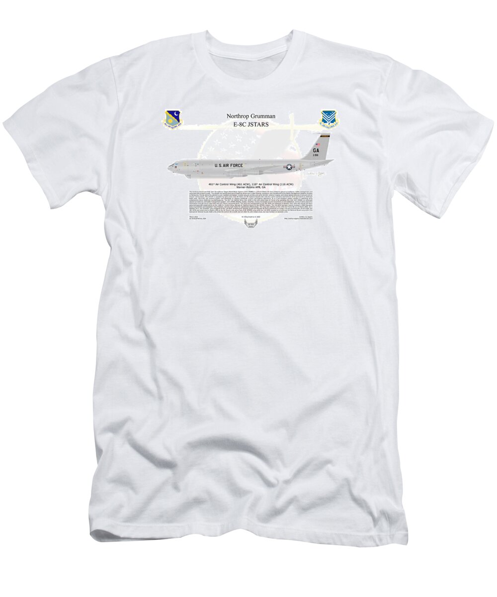 Northrop Grumman T-Shirt featuring the digital art Northrop Grumman E-8C JSTARS by Arthur Eggers