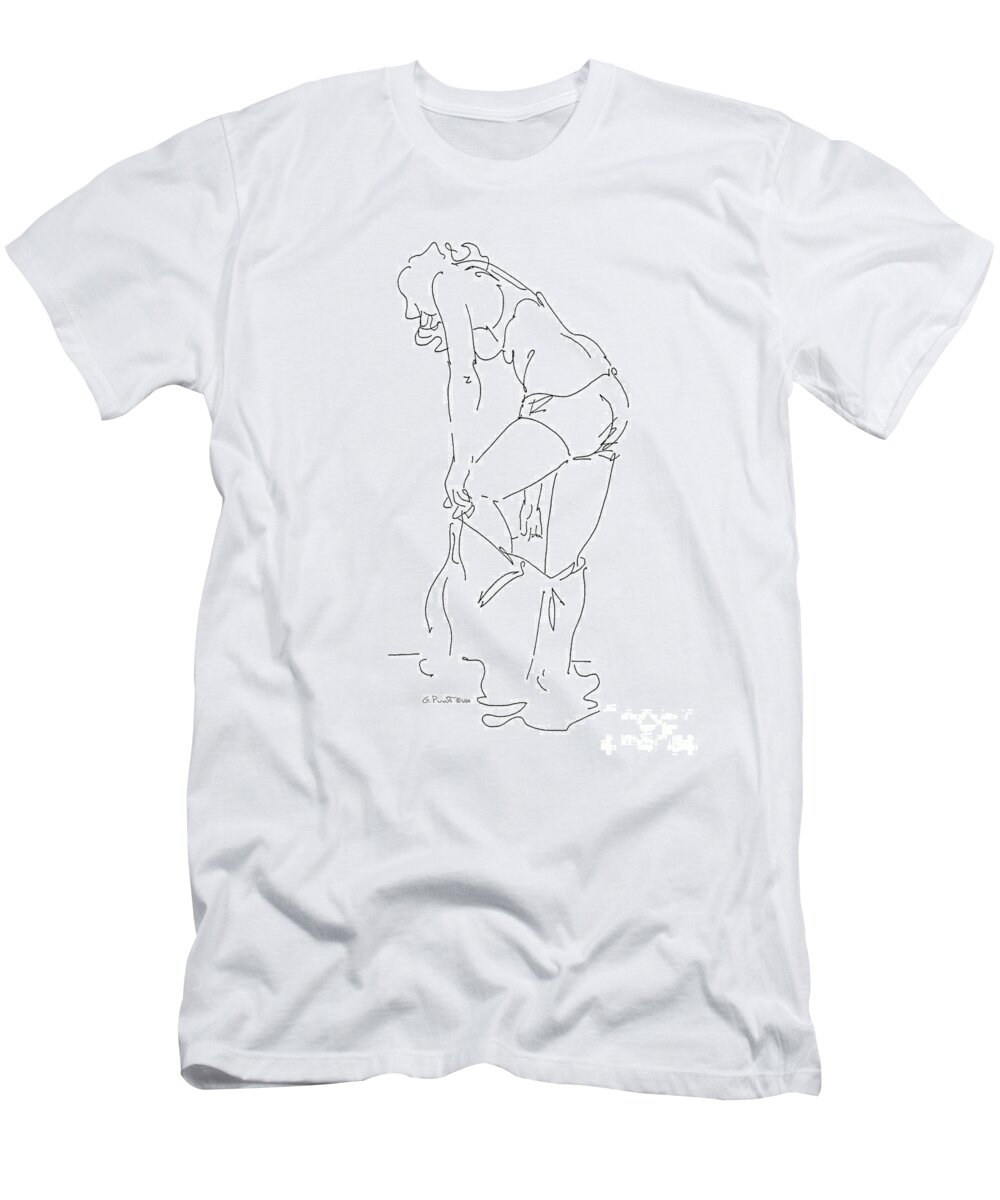 Female T-Shirt featuring the drawing Nude Female Drawings 1 by Gordon Punt