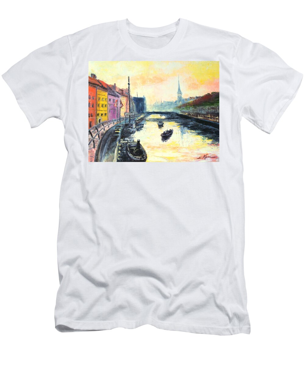 Copenhagen T-Shirt featuring the painting Old Copenhagen by Luke Karcz