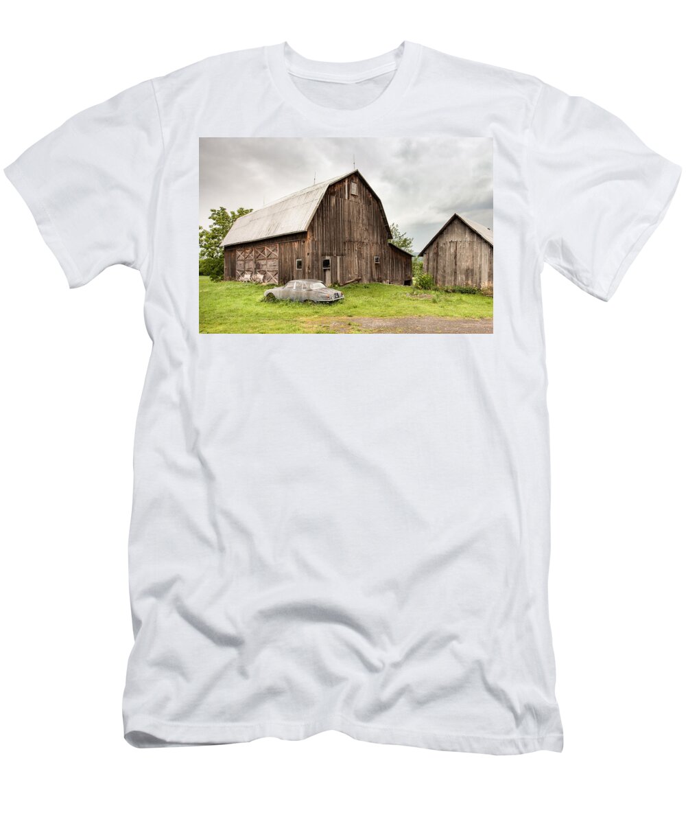 Old Barns T-Shirt featuring the photograph Old Jaguar Homestead - Vintage Americana by Gary Heller