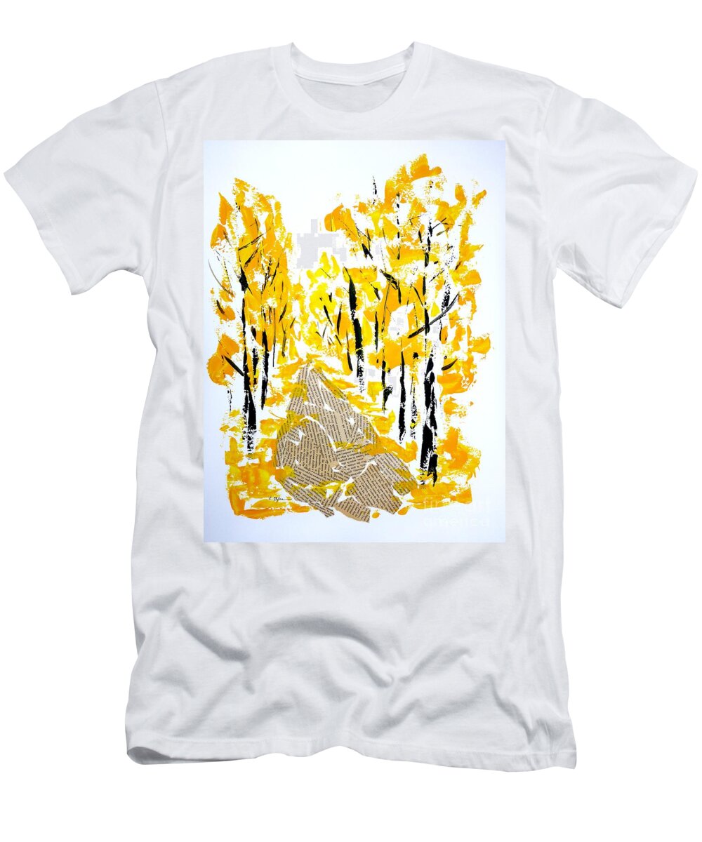 Mixed-media T-Shirt featuring the painting On the way to School by Cristina Stefan