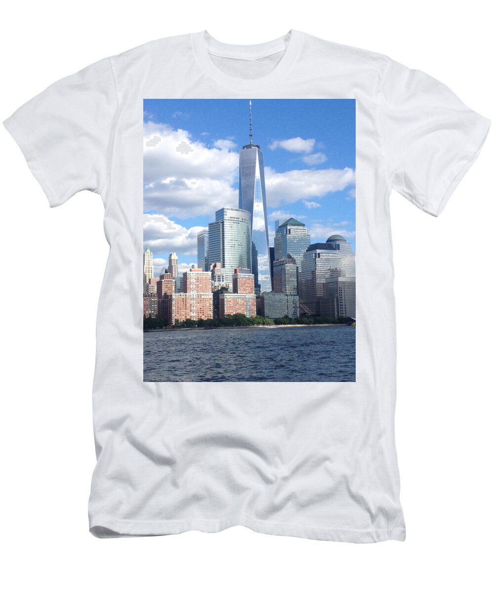 Puffy Clouds T-Shirt featuring the photograph One World Trade Center 1776ft by Tom Wurl