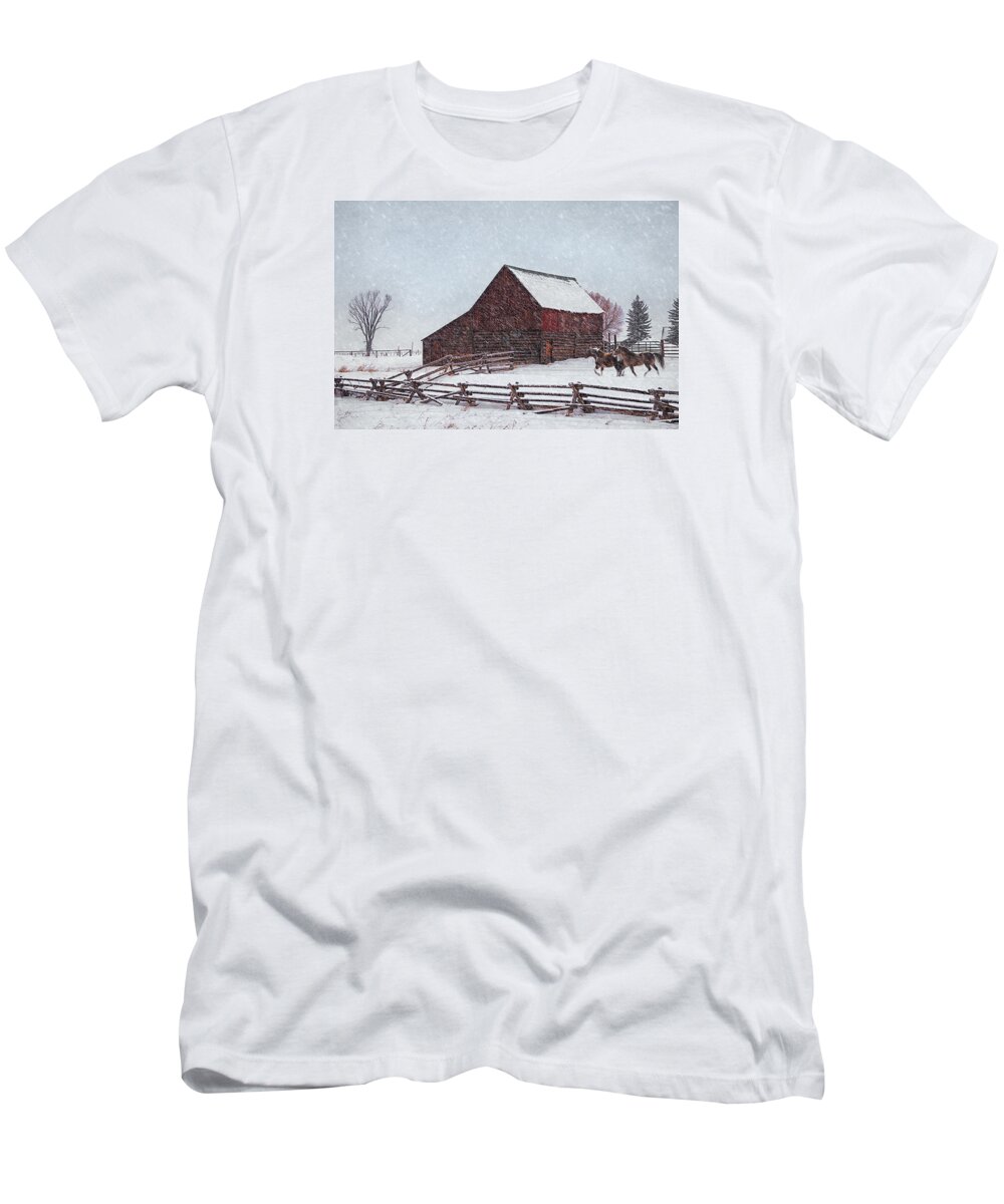 Out In The Snow T-Shirt featuring the photograph Out in the Snow by Priscilla Burgers