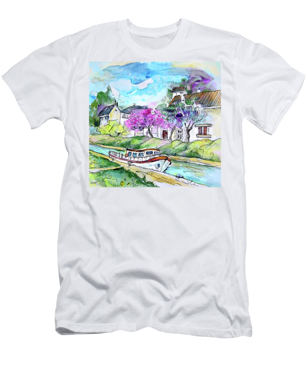 Travel T-Shirt featuring the painting Ouzouer sur Trezee in France 01 by Miki De Goodaboom