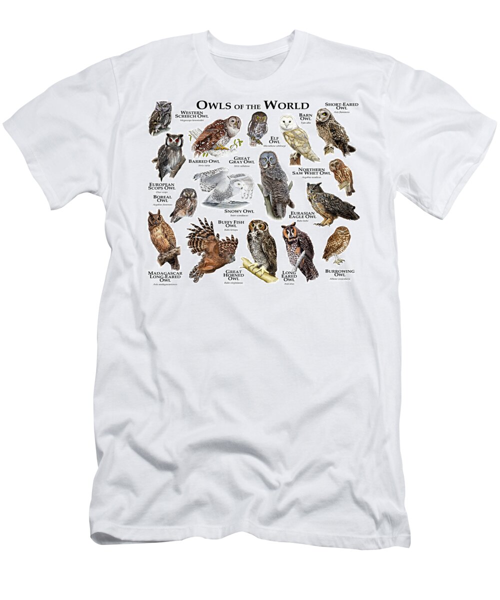 Art T-Shirt featuring the photograph Owls Of The World by Roger Hall