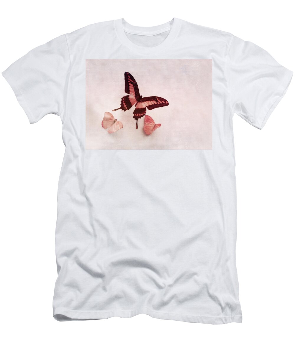 Butterflies T-Shirt featuring the photograph Pastel Pink Butterflies by Brooke T Ryan