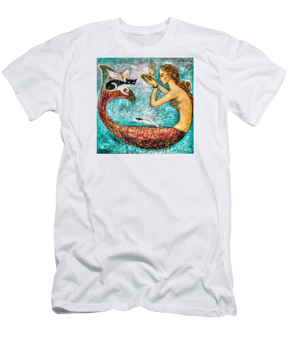Mermaid Art T-Shirt featuring the painting Pearl by Shijun Munns
