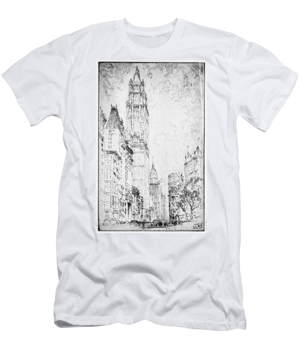 1916 T-Shirt featuring the painting Pennell Woolworth, 1916 by Granger