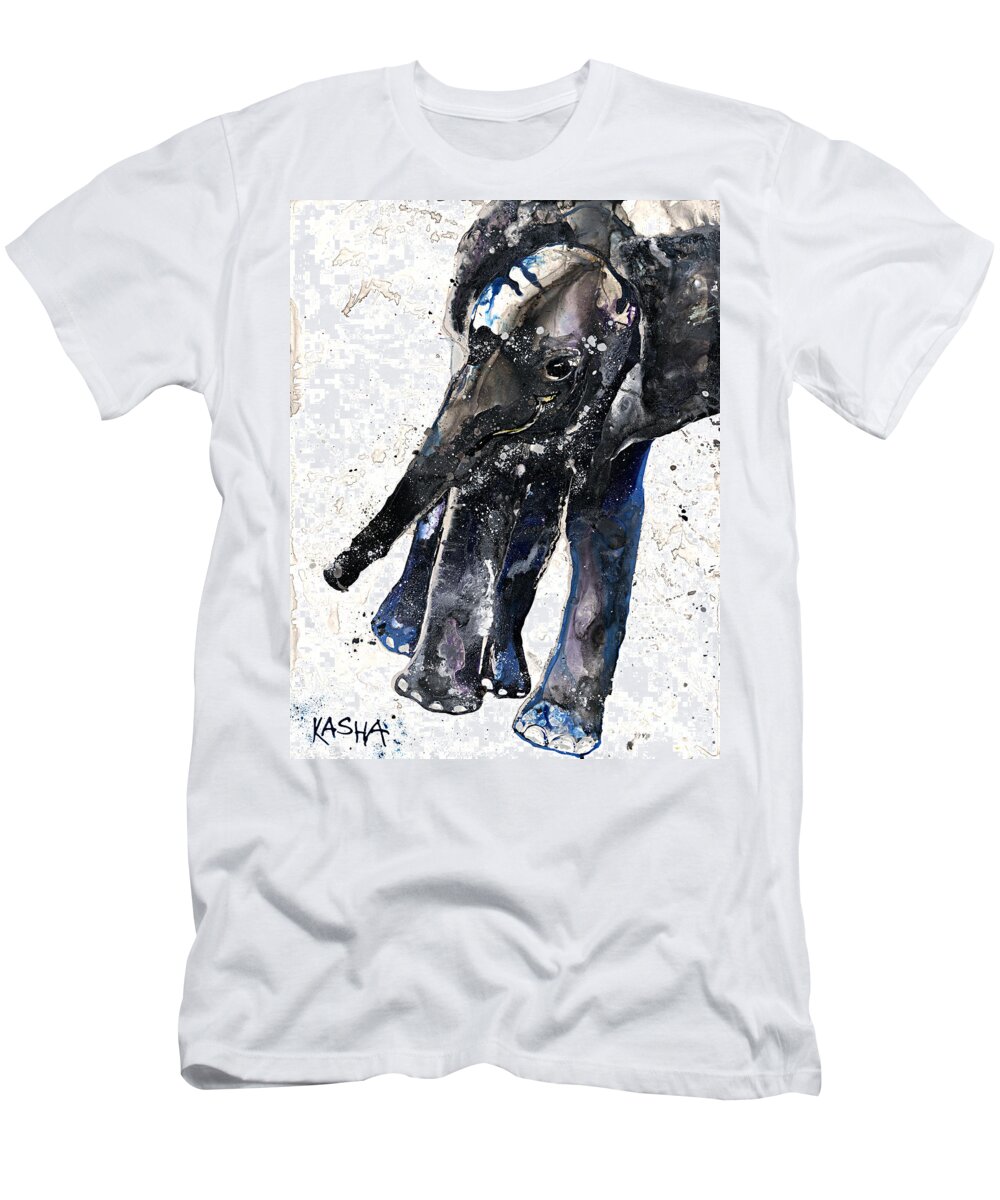 Animal T-Shirt featuring the painting Phant-Ele by Kasha Ritter