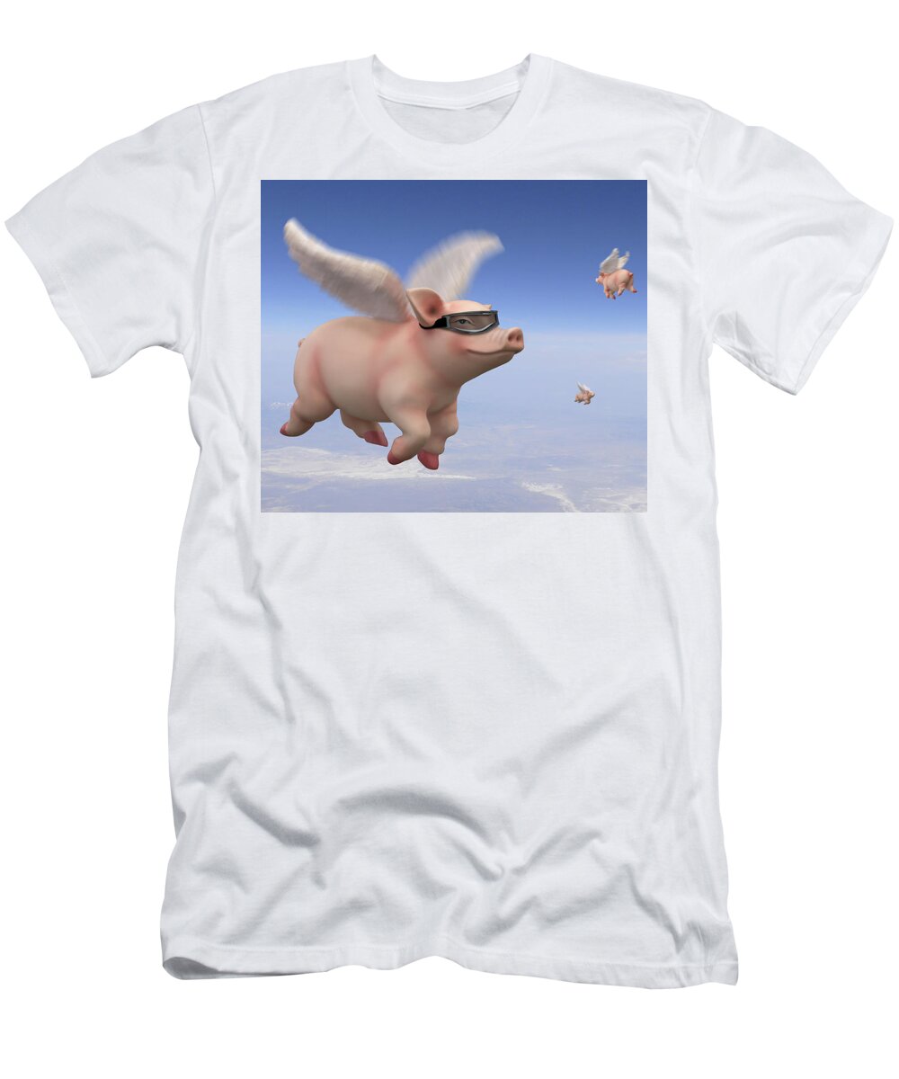 Pigs Fly T-Shirt featuring the photograph Pigs Fly 1 by Mike McGlothlen