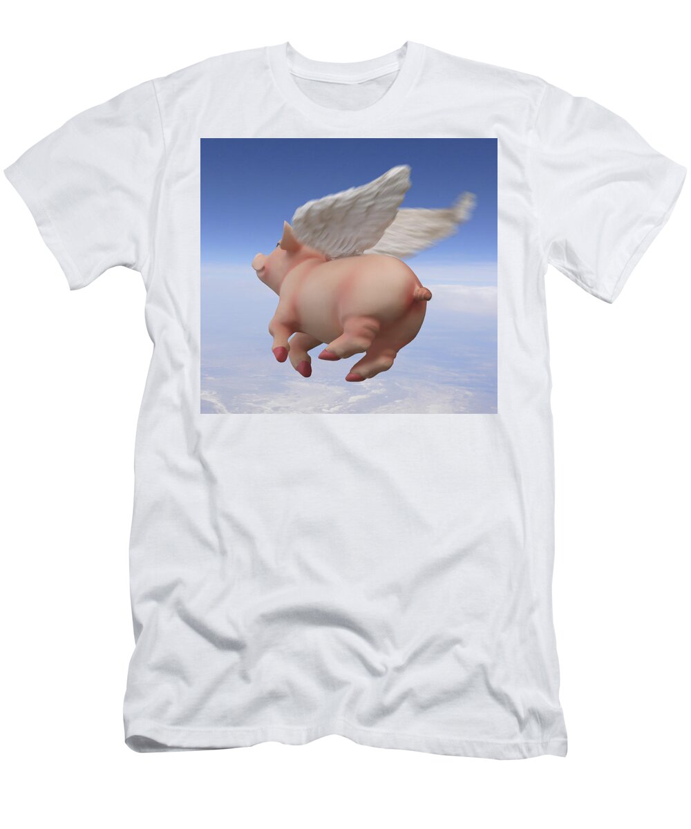 Pigs Fly T-Shirt featuring the photograph Pigs Fly 2 by Mike McGlothlen