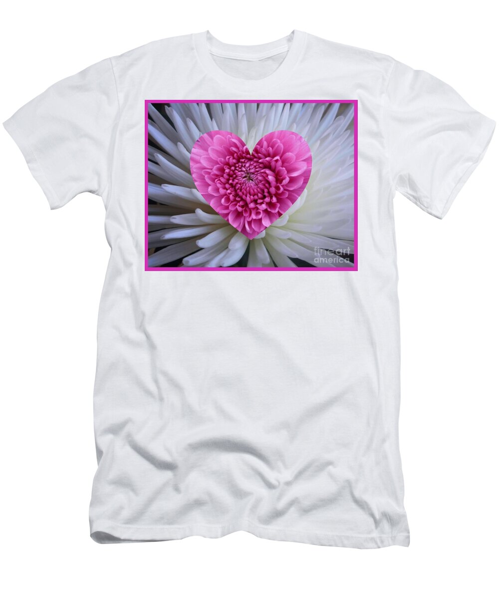 Pink Heart T-Shirt featuring the photograph Pink Heart on White by Joan-Violet Stretch