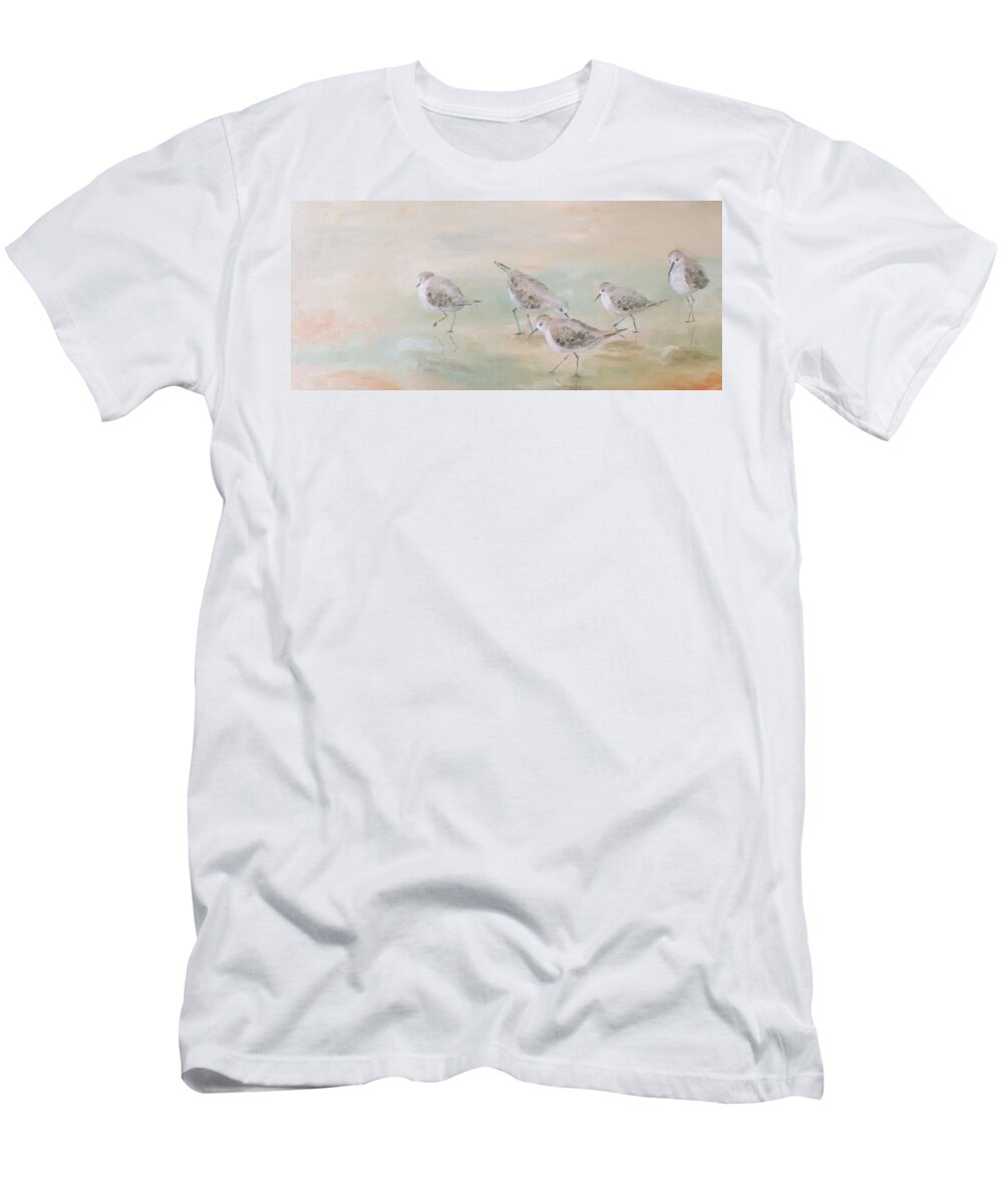 Sandpipers T-Shirt featuring the painting Pipers Five by Susan Richardson
