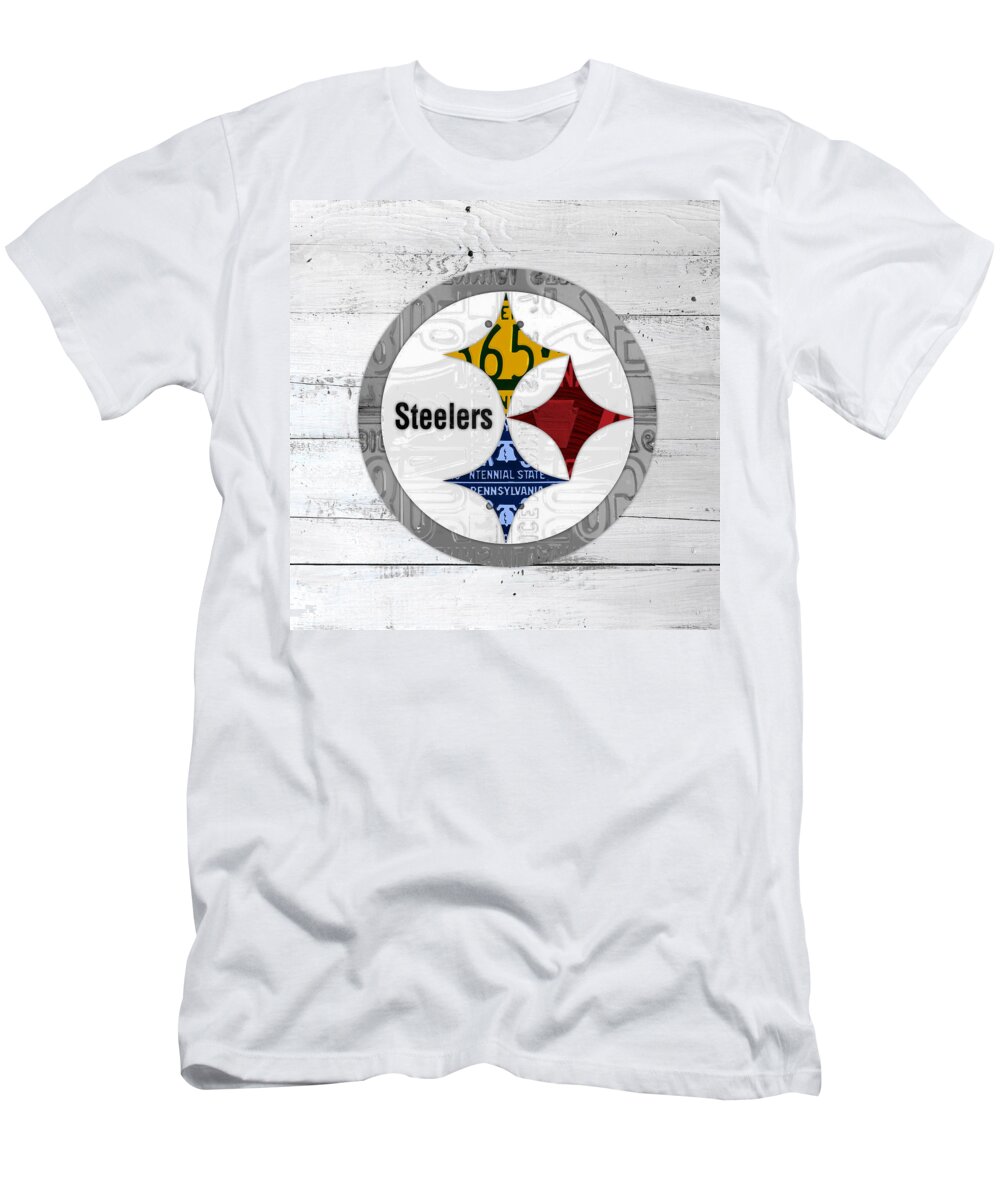 Pittsburgh Steelers Football Team Retro Logo Pennsylvania License Plate Art  T-Shirt by Design Turnpike - Pixels