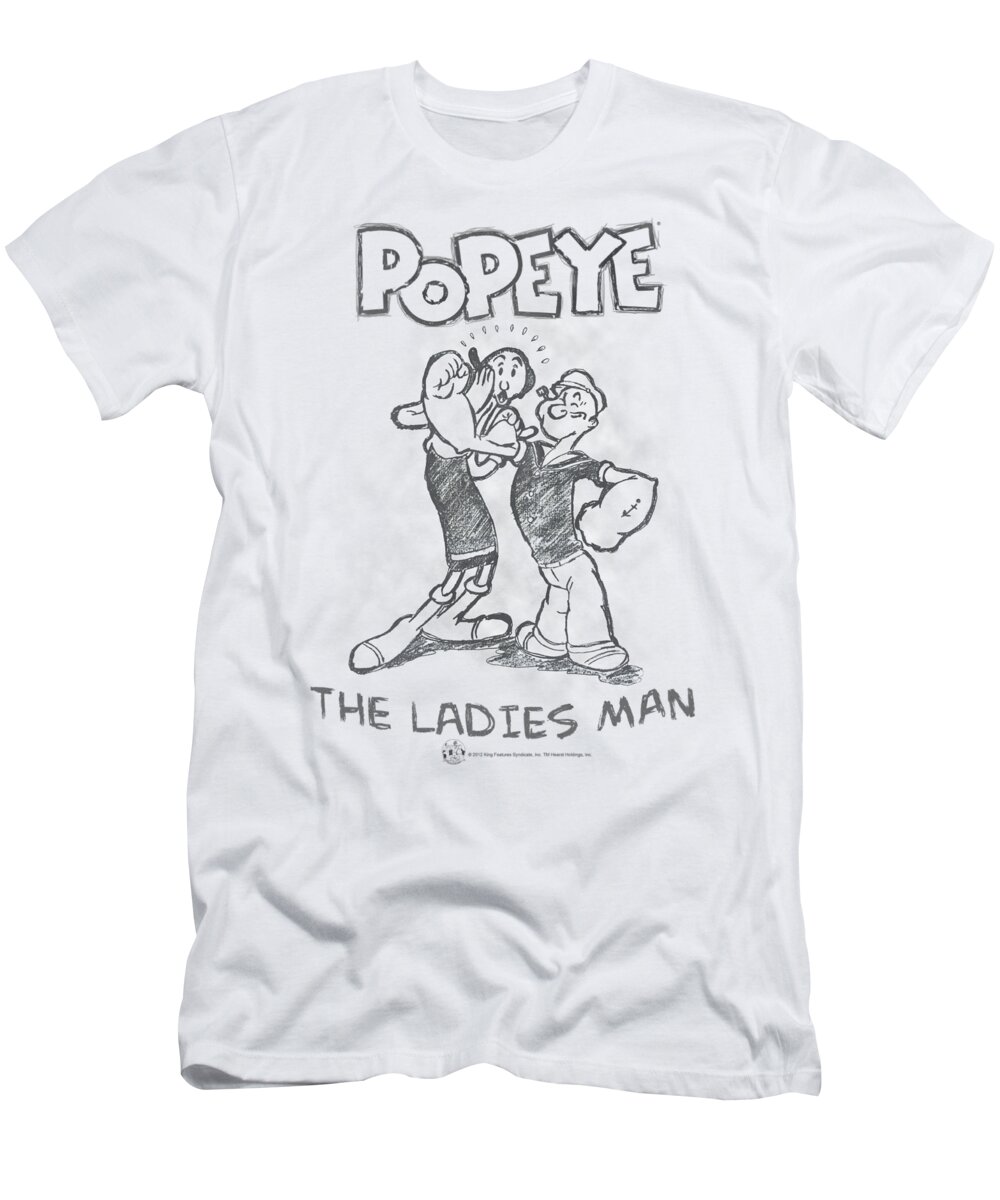 Popeye T-Shirt featuring the digital art Popeye - Ladies Man by Brand A