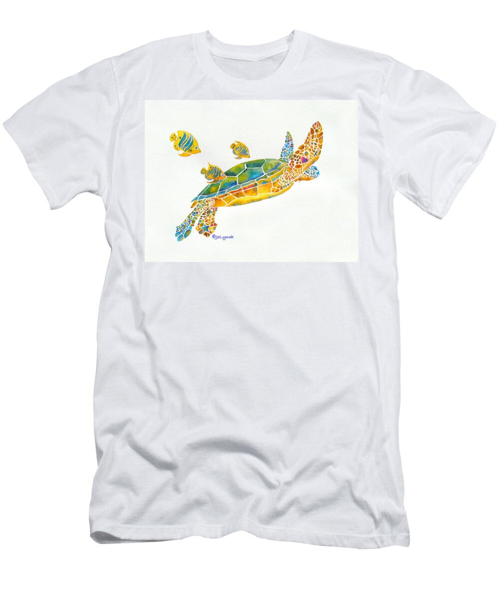 Sea Turtle T-Shirt featuring the painting Popular Sea Turtle by Jo Lynch