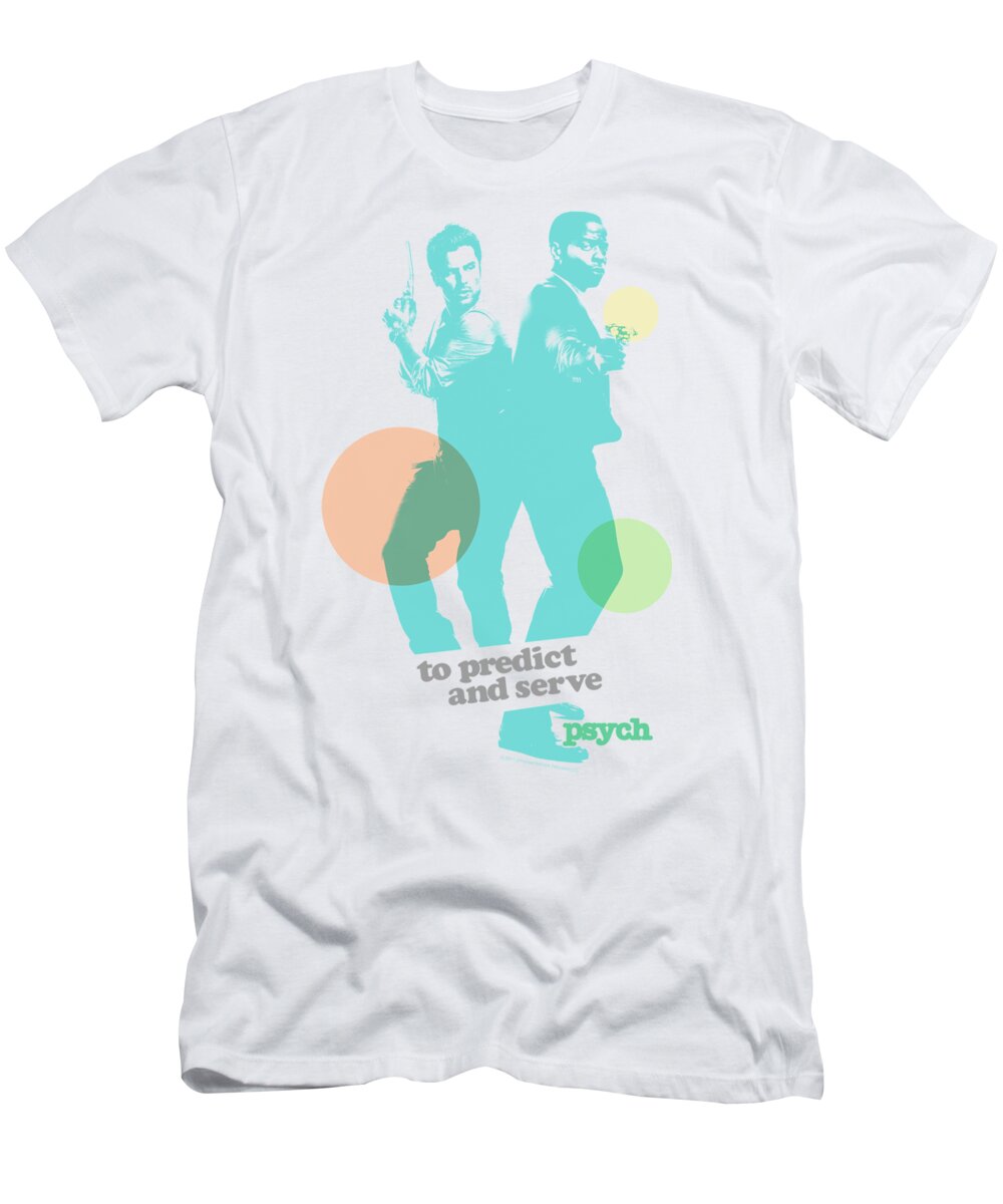Psych T-Shirt featuring the digital art Psych - Predict And Serve by Brand A