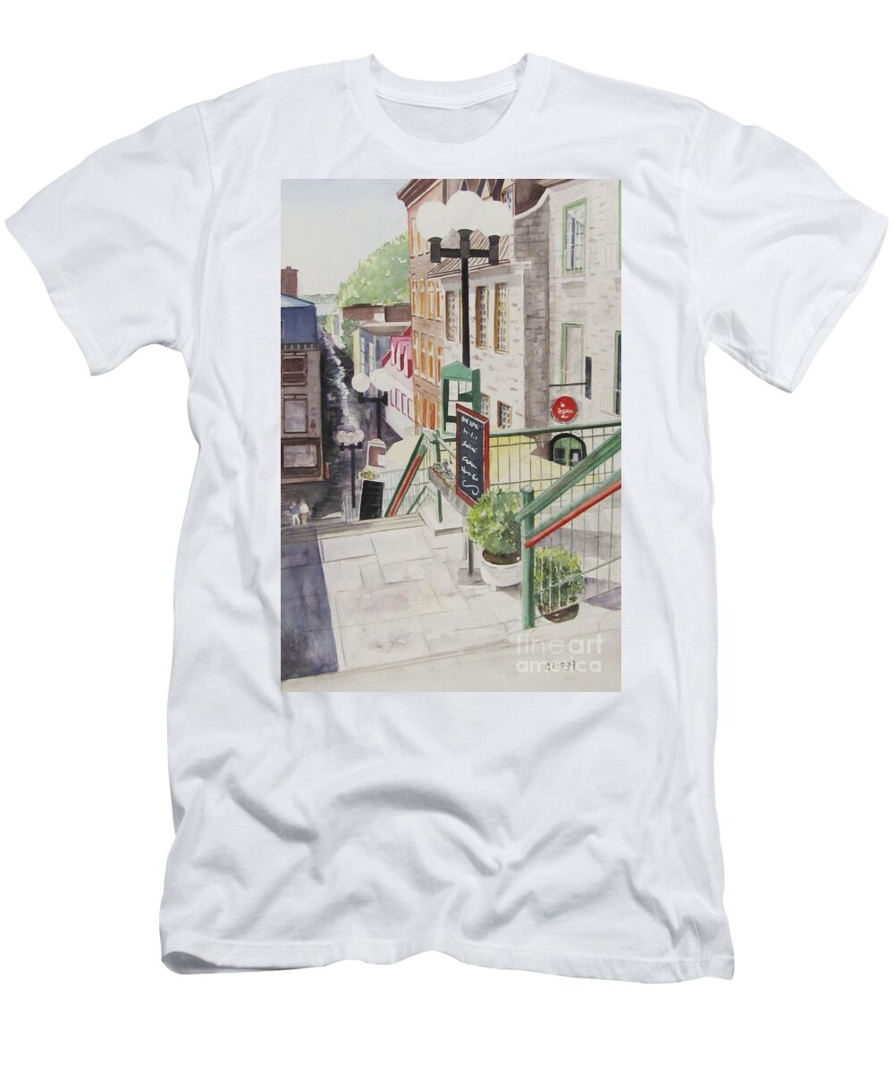 Watercolor T-Shirt featuring the painting Quebec City by Carol Flagg