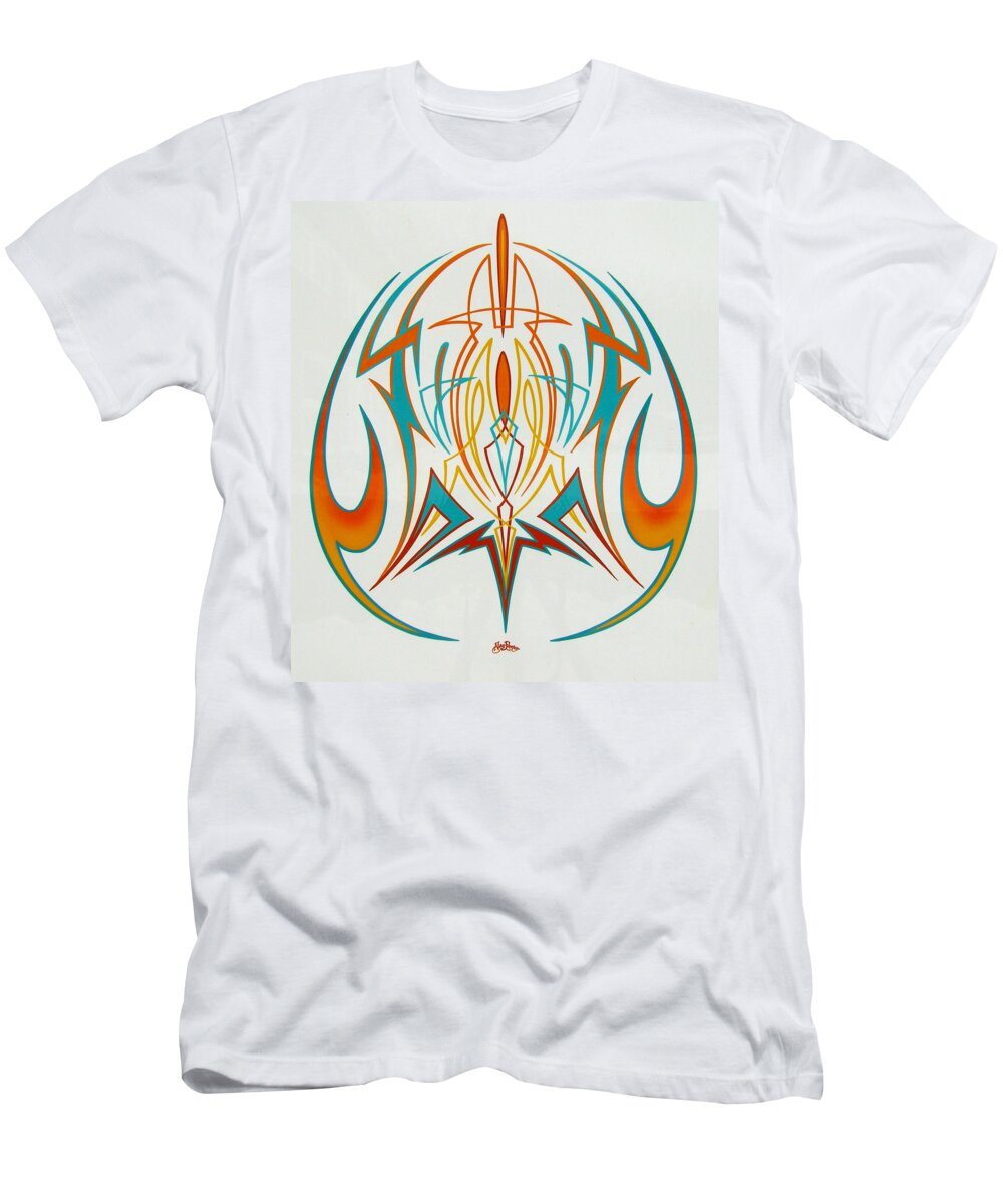 Southwest Pinstriping Design T-Shirt featuring the painting Question of balance by Alan Johnson