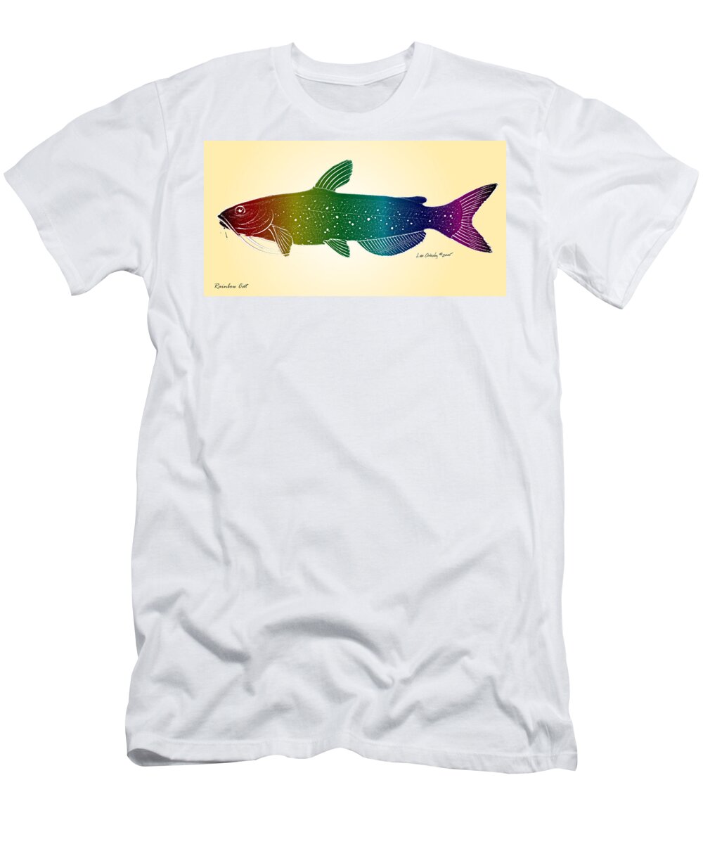 Catfish T-Shirt featuring the digital art Rainbow Cat by Lee Owenby