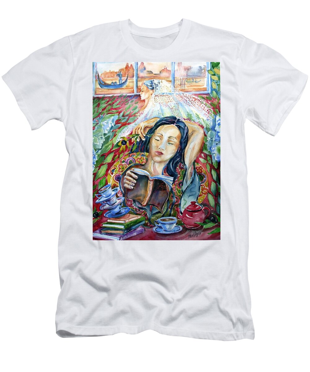 Bride T-Shirt featuring the painting Reading The Prophet by Kahil Gibran by Trudi Doyle