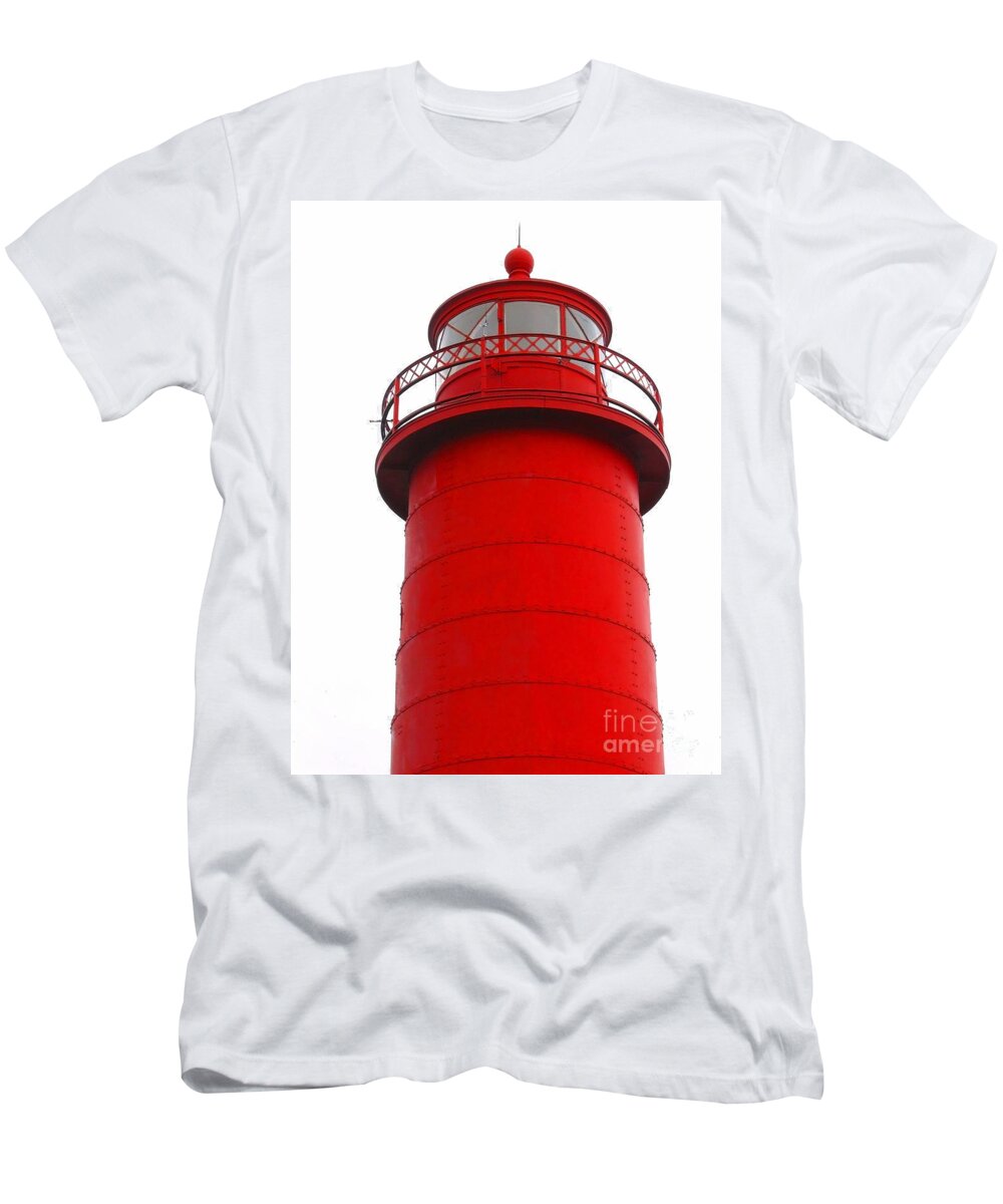 Lighthouse T-Shirt featuring the photograph Really Red Lighthouse by Ann Horn