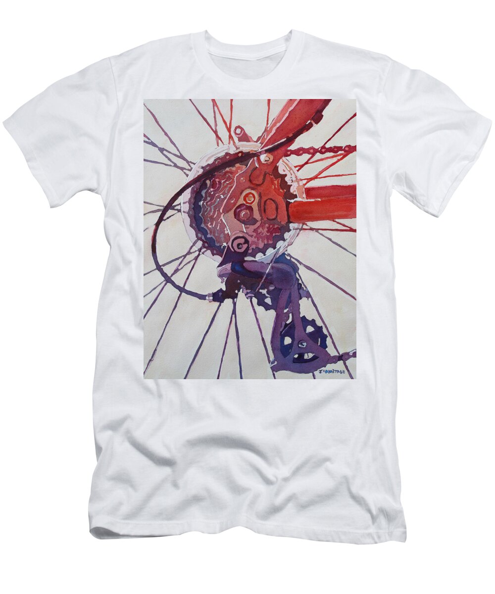 Bicycle T-Shirt featuring the painting Rear Derailleur by Jenny Armitage