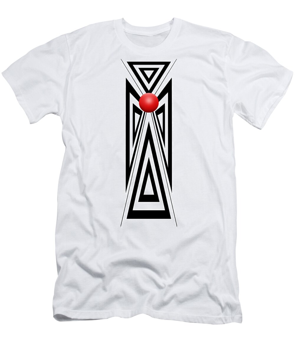 Abstract T-Shirt featuring the digital art Red Ball 7a V Panoramic by Mike McGlothlen