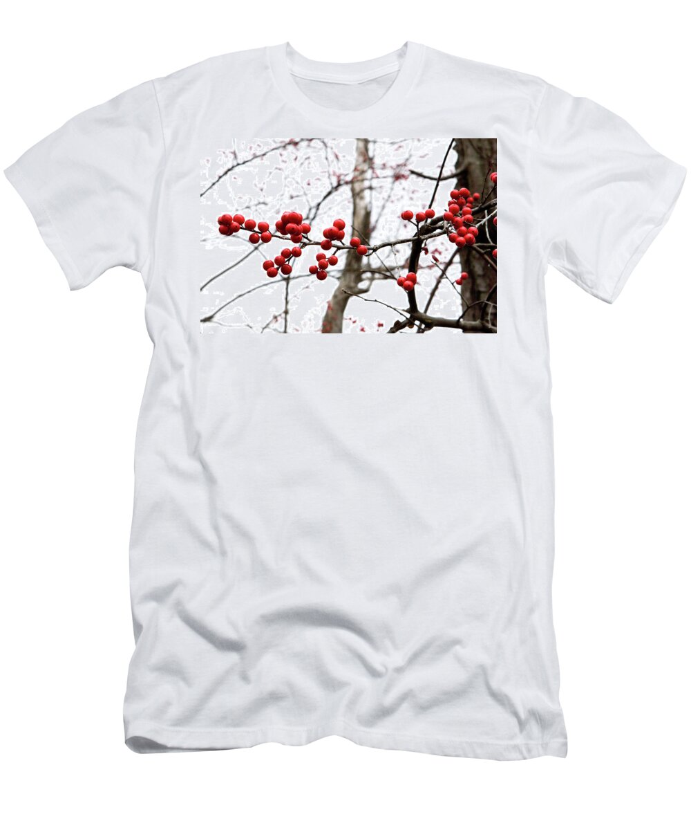 New York T-Shirt featuring the photograph Red Berry Sprig by Lorraine Devon Wilke